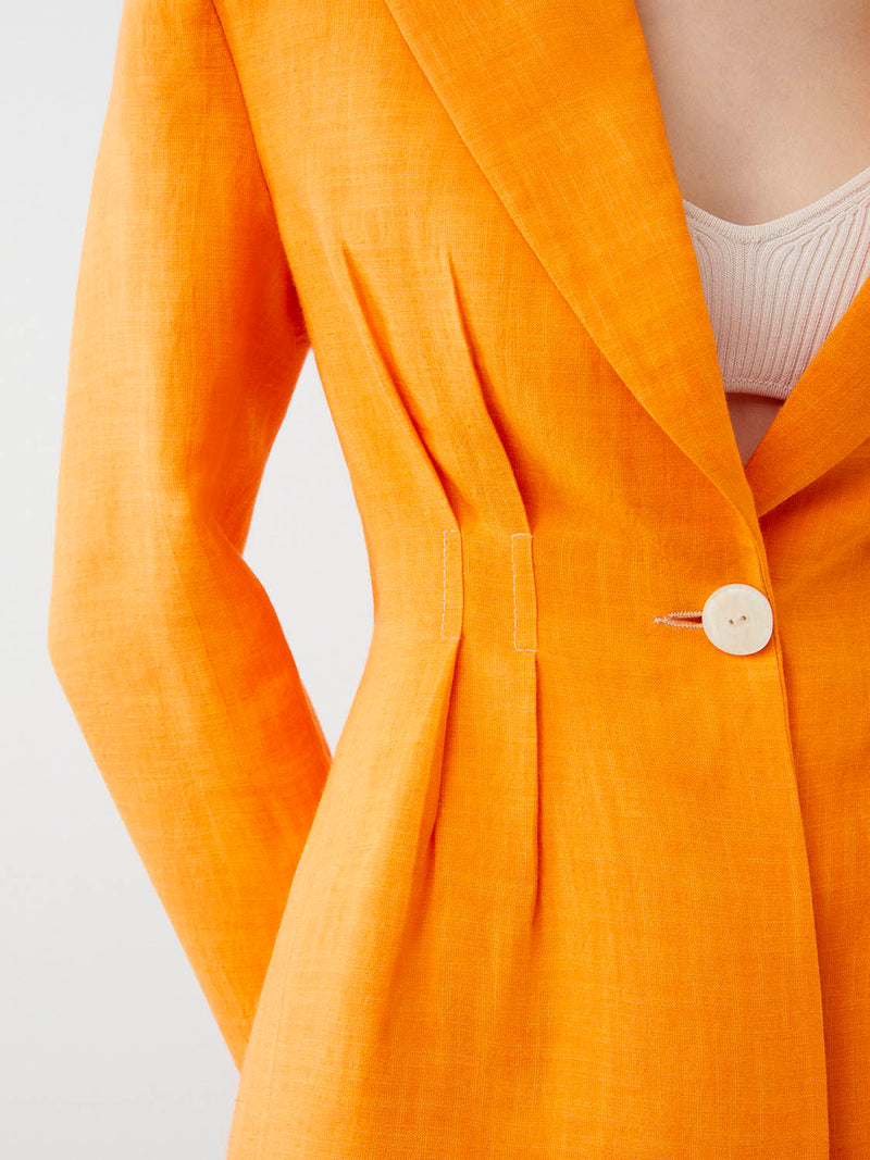 Nocturne Linen Jacket With Back Detail Orange