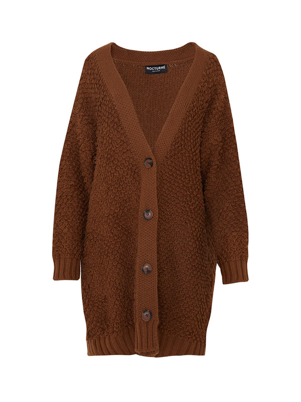 Nocturne Knitted Oversize Cardigan Brown