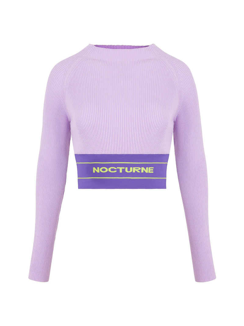 Nocturne High Collar Cropped Sweater Lilac