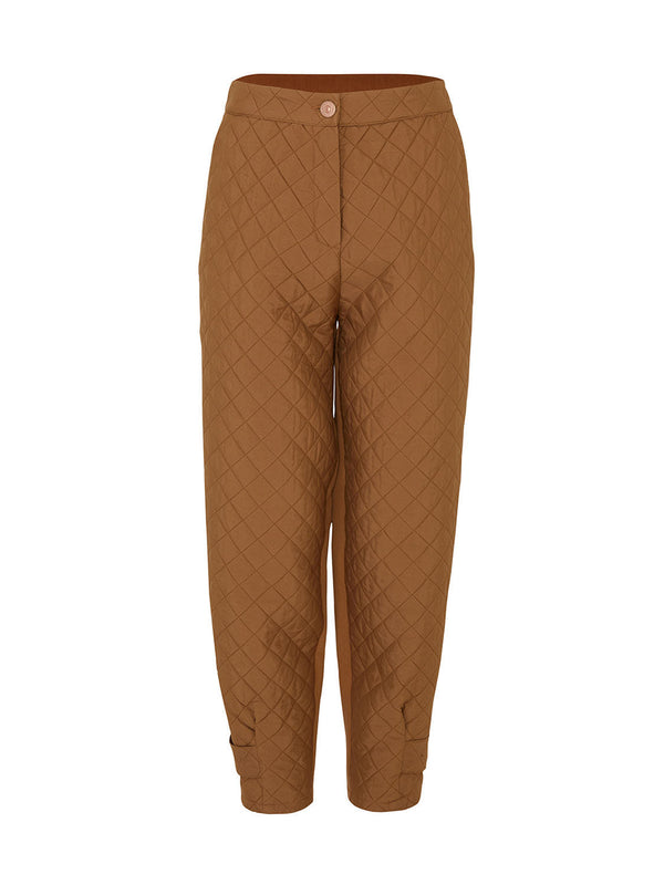 Nocturne Quilted Solid Trousers Camel