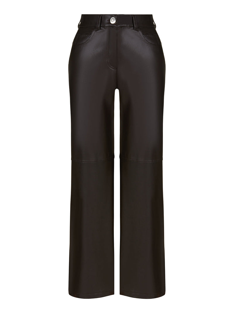 Nocturne Synthetic Leather Trousers Dark Brown