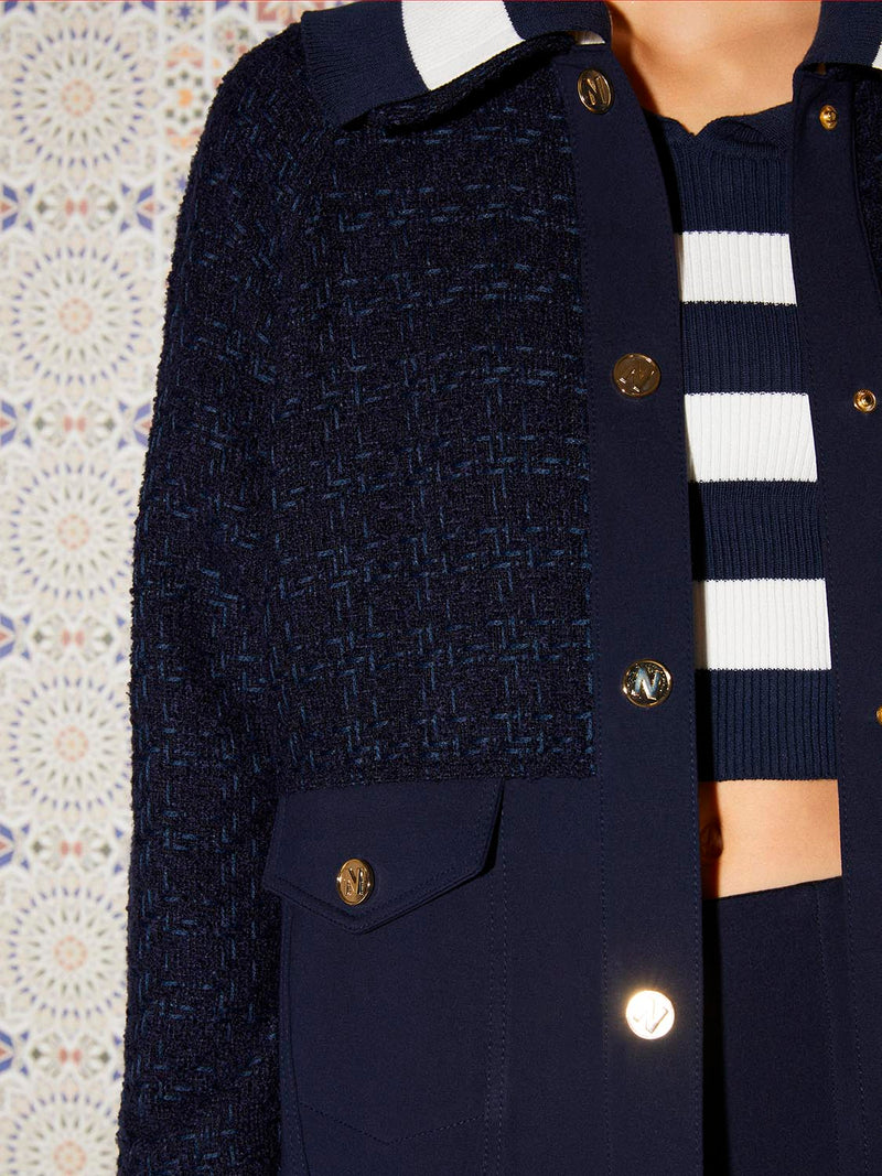 Nocturne Double Pocket Tweed Jacket Navy Blue