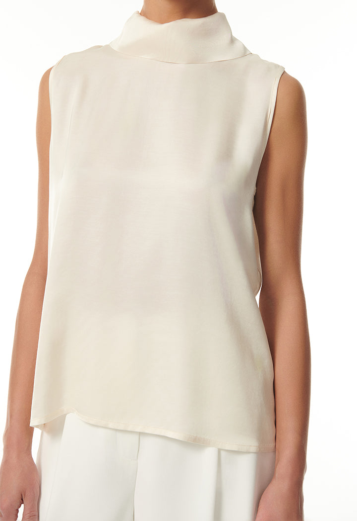 Choice High Neck Sleeveless Top Offwhite