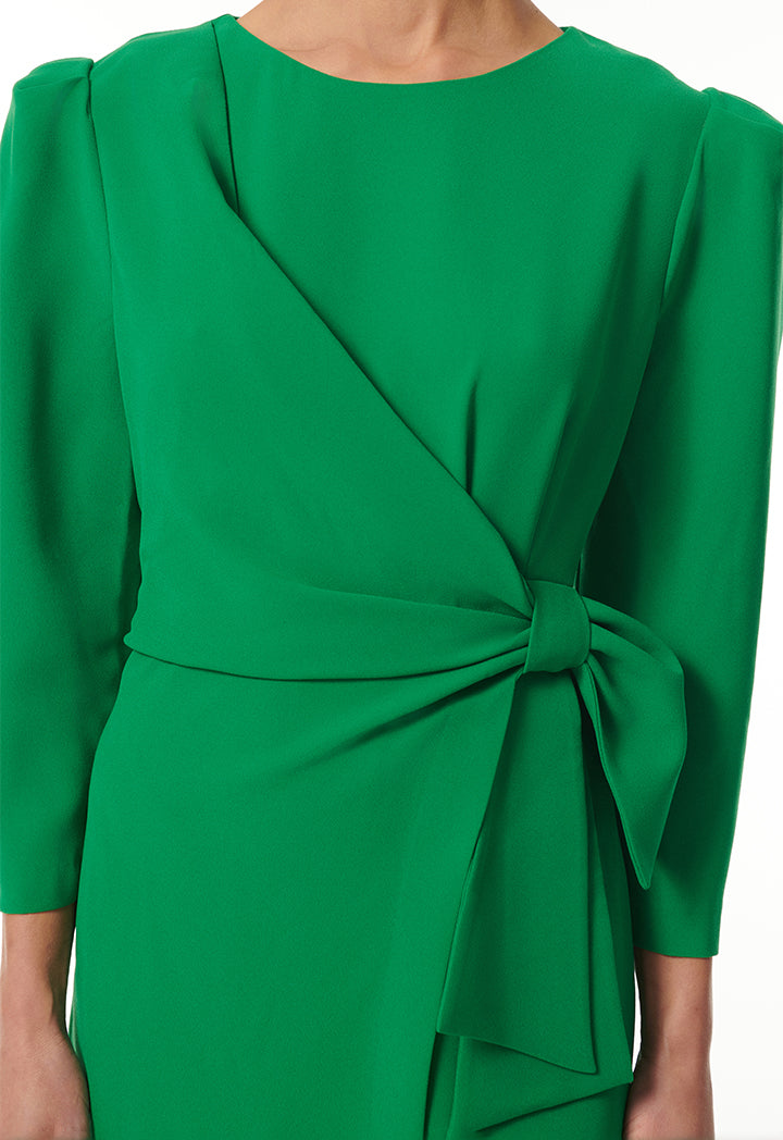 Choice Midi Dress With Wrap-Tie Detail Green