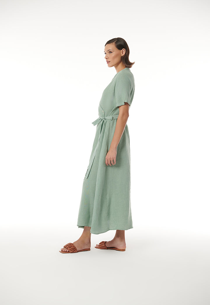 Choice Asymmetrical Front Dress With Shell Button Blue