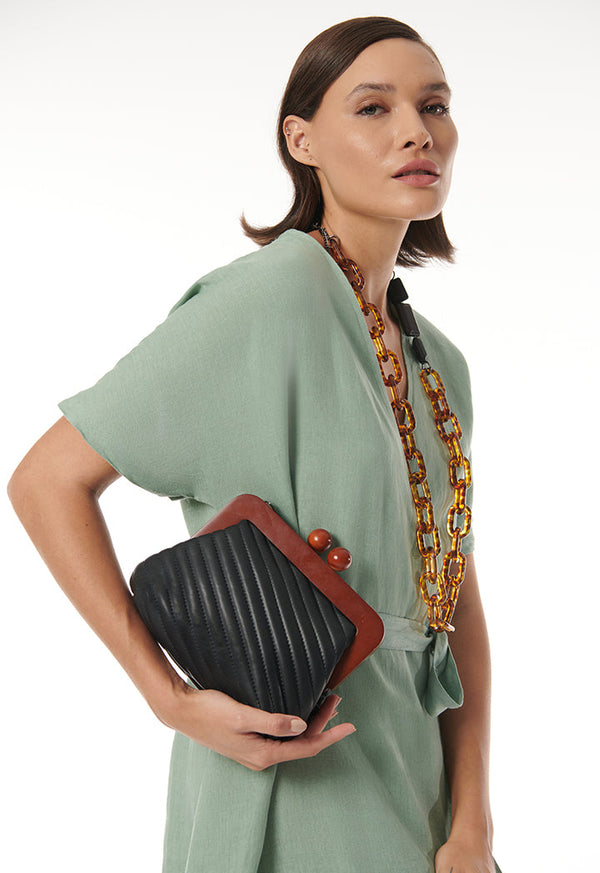 Choice Quilted Bag With Metal Frame Black