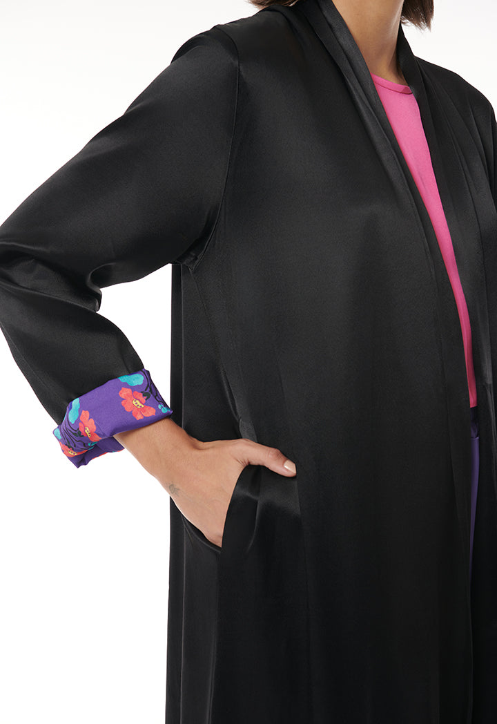 Choice Maxi Abaya With Printed Inner Lining Black