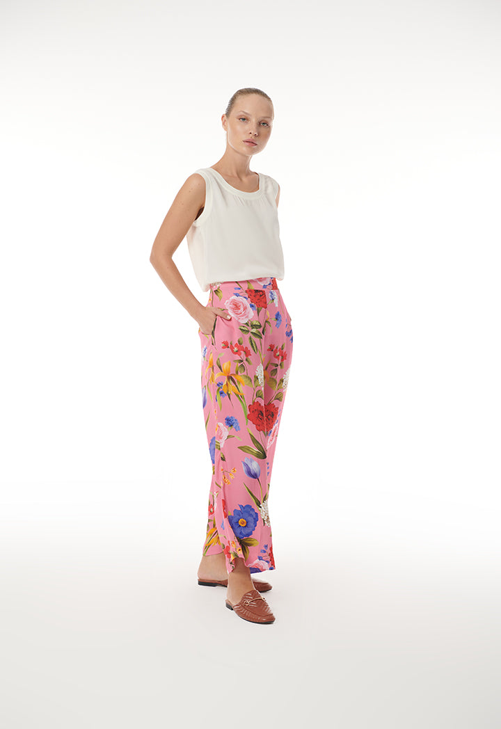 Choice Flower & Leaf Printed Pants Multicolor