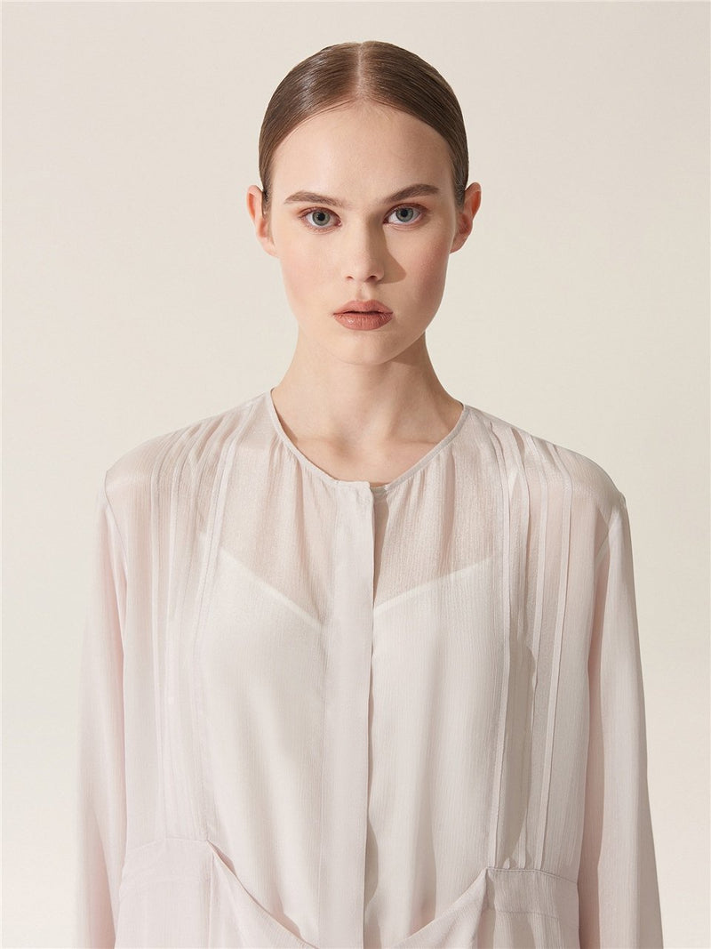 Baqa Tie Detail Sheer Blouse Lilac