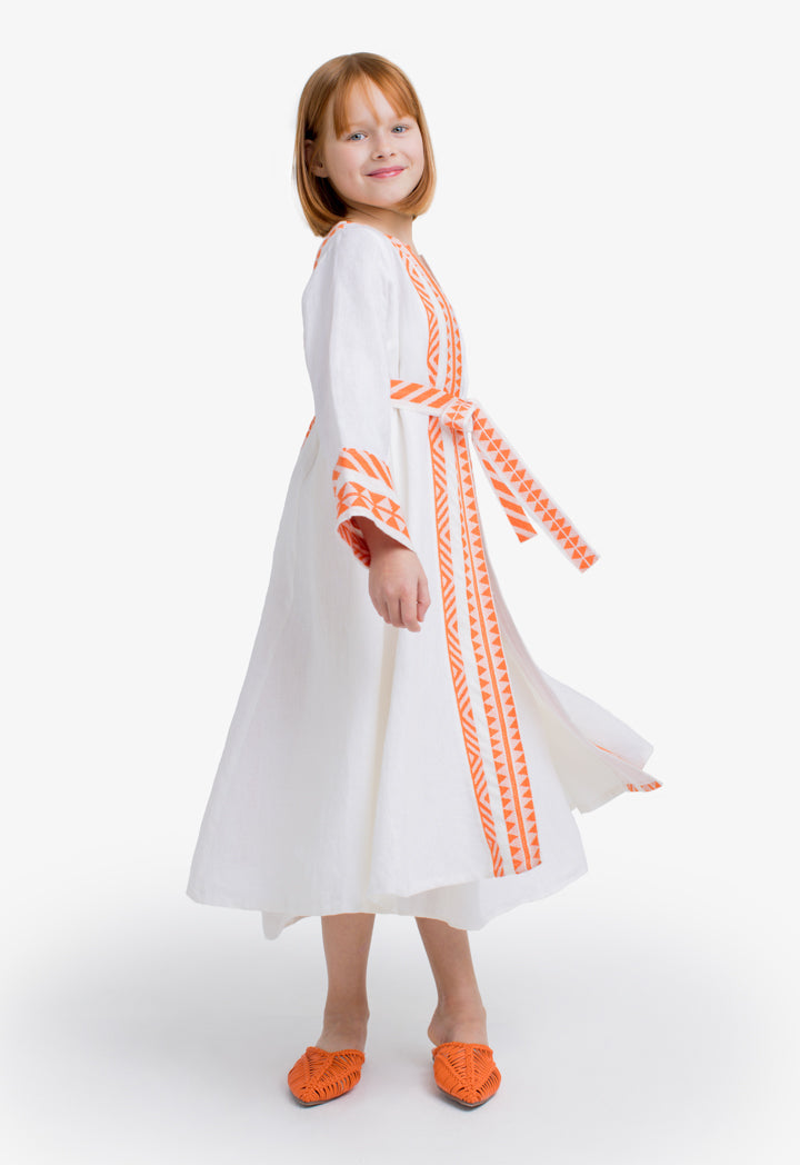 Choice kids Contrast Long Sleeves Abaya Off White