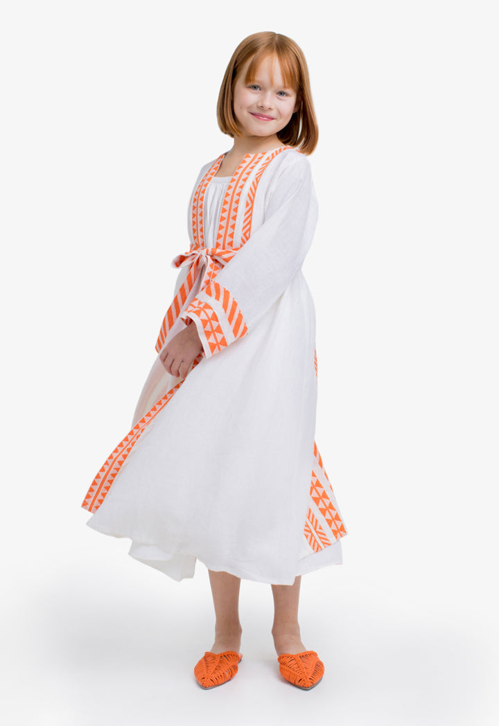 Choice kids Contrast Long Sleeves Abaya Off White