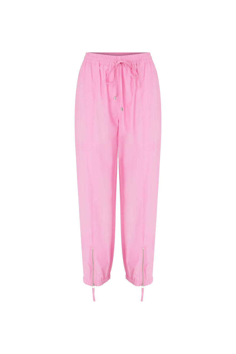 Roman Solid Zip Detail Hem Trousers Pink