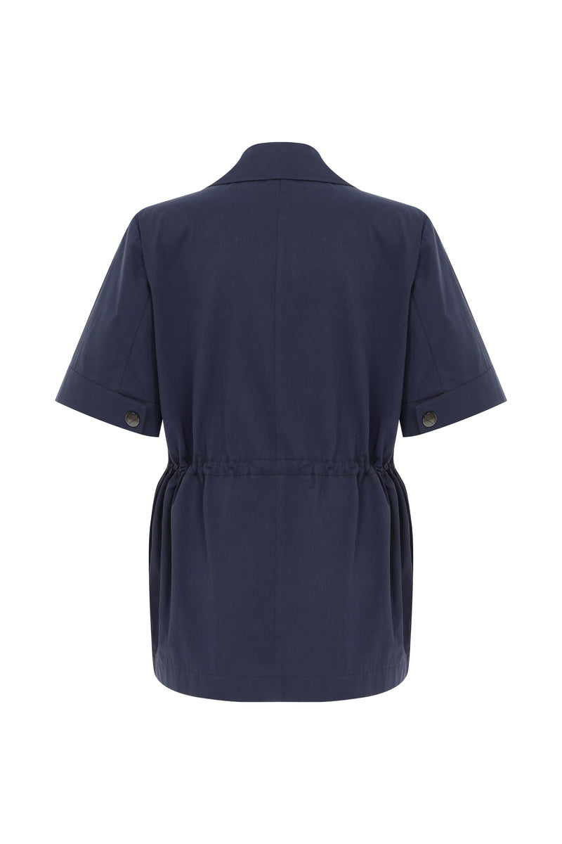 Roman Adjustable Waist Cotton Jacket Navy Blue
