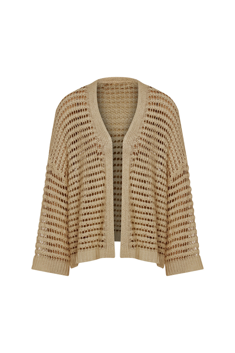 Roman Knitted Open Front Cardigan Brown