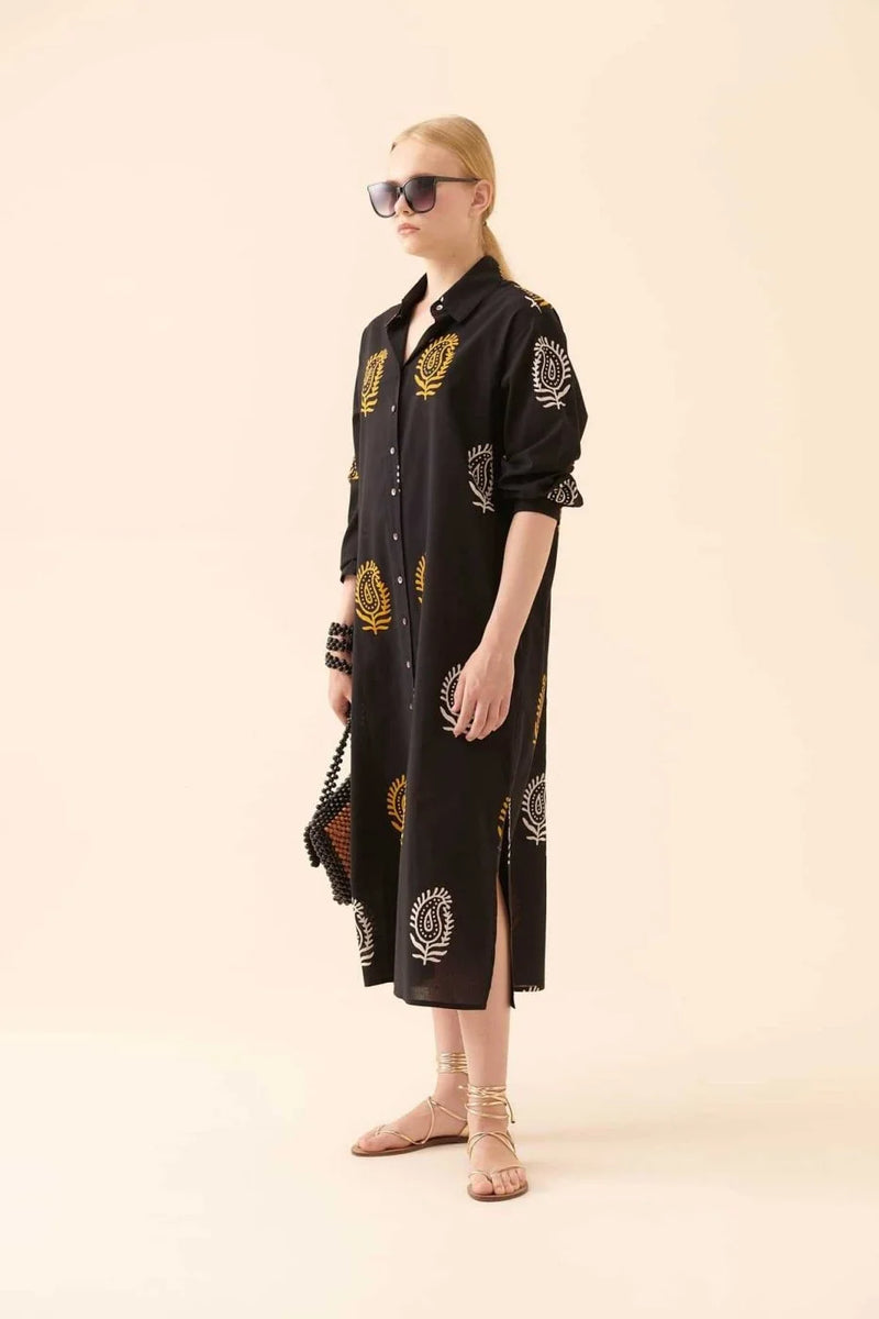 Roman Printed Maxi Shirt Dress Multi Color