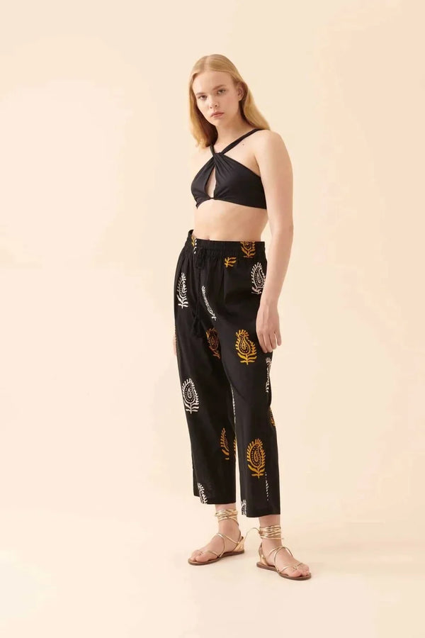 Roman Printed Drawstring Detail Trousers Multi Color