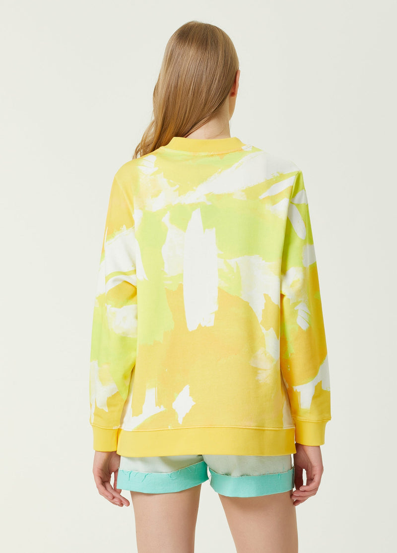 Beymen Club Crew Neck Patterned Sweatshirt Yellow