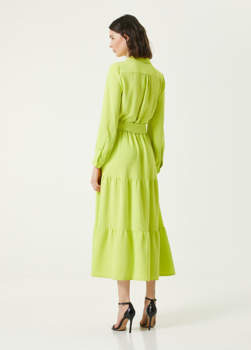 Beymen Collection Sash Detailed Midi Crepe Dress Green