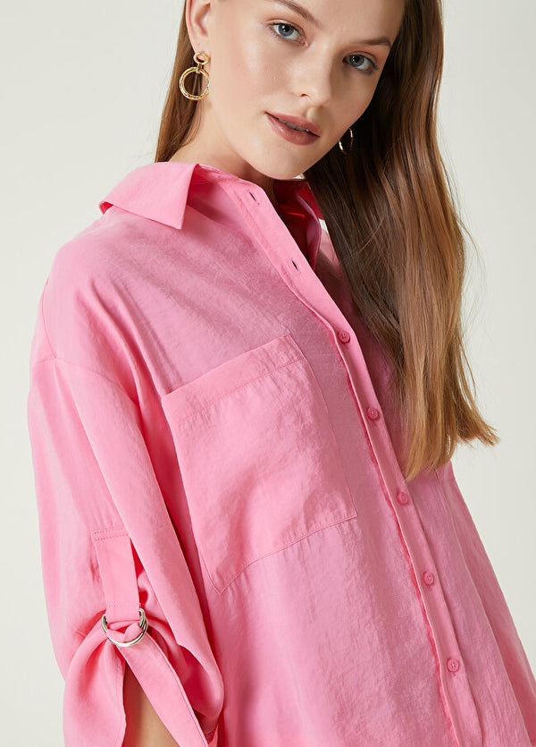 Beymen Club Epaulette Buckle Detailed Shirt Pink