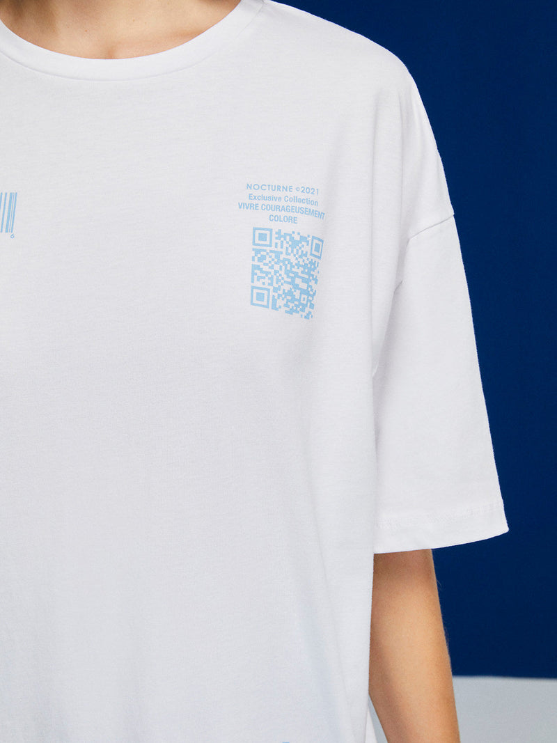 Nocturne Printed Oversized T-Shirt Blue