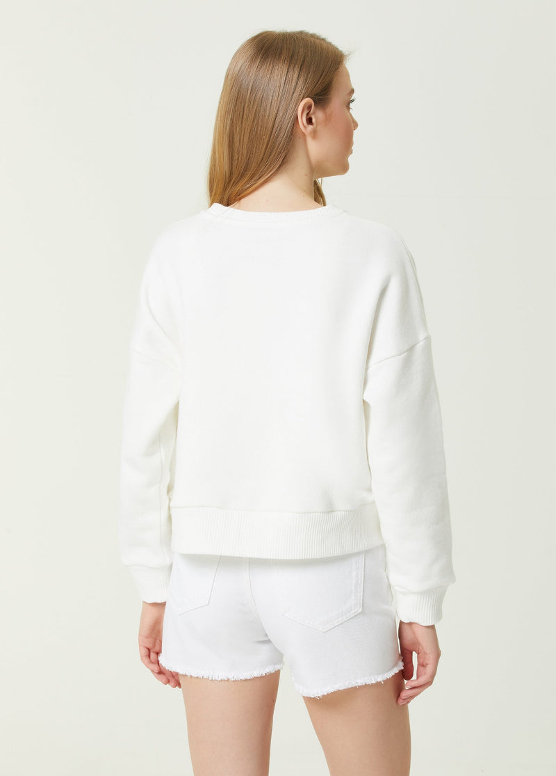 Beymen Club Crew Neck Embroidered Sweatshirt White