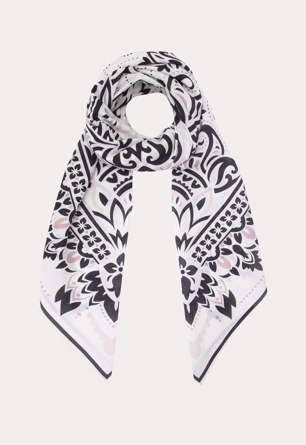 Choice Printed Non-Crushed Linen Scarf Off White