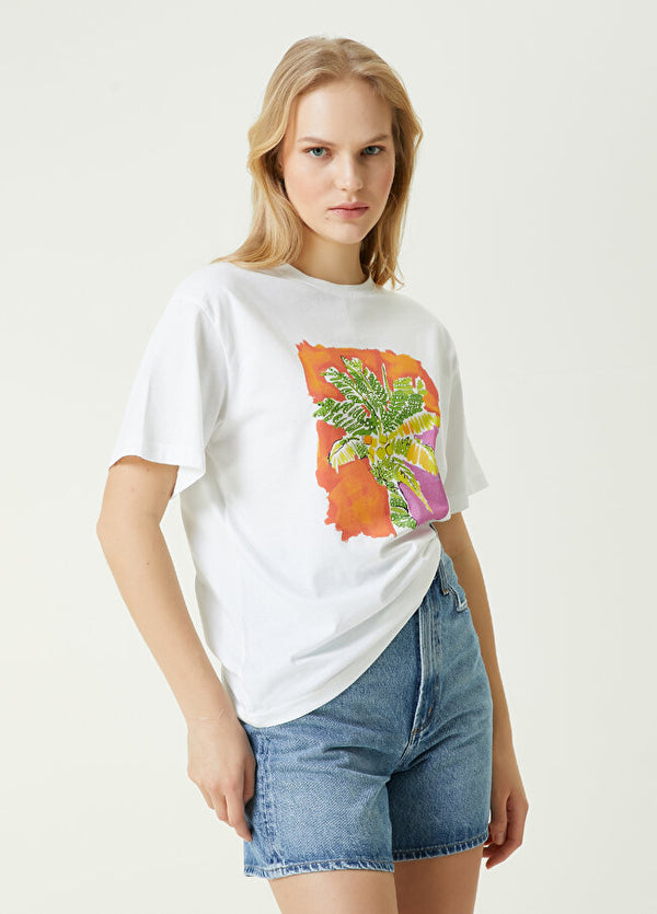 Beymen Club Palm Tree Printed T-Shirt Off White