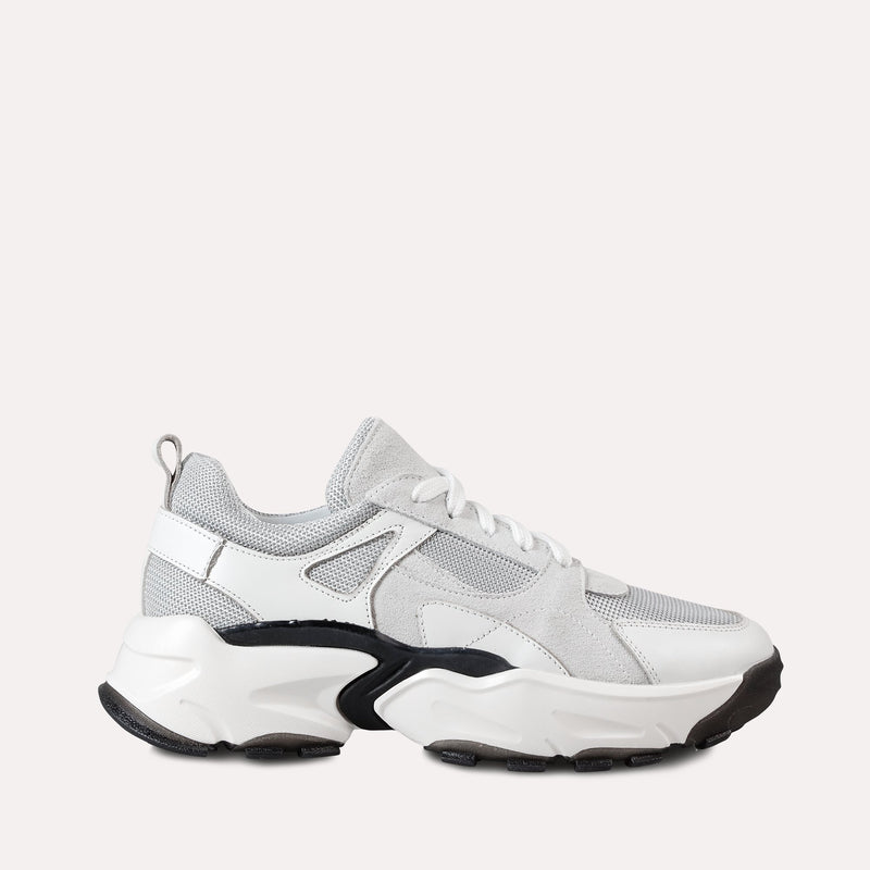 Neslihan Canpolat Genuine  Leather  Mesh Textured Sneaker White