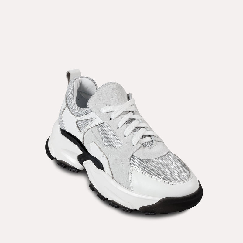 Neslihan Canpolat Genuine  Leather  Mesh Textured Sneaker White