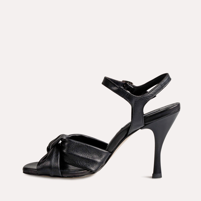 Neslihan Canpolat Leather Knot Detail Heeled Shoes Black