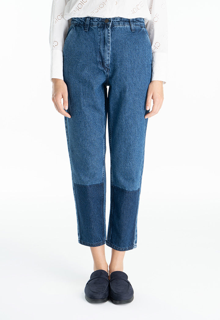 Choice Contrast Denim Pants Blue