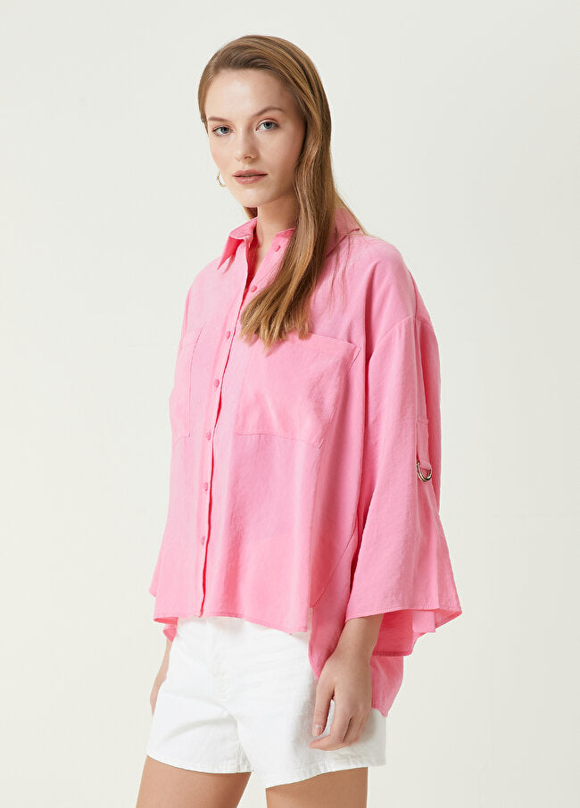 Beymen Club Epaulette Buckle Detailed Shirt Pink